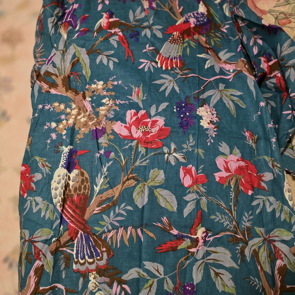 Floral Bird Print Button Down Shirt